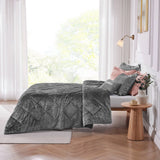Crushed Velvet 4-Piece Comforter or Duvet Cover Set, Grey