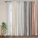 Cotton Printed Curtain Panel 50x108", White/Navy