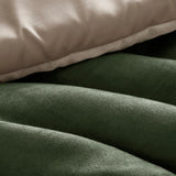 Fluffy Striped Pieced Faux Suede Comforter Set, Green