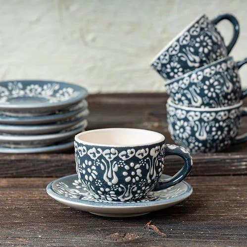 Handmade Turkish Coffee Cup & Saucer – Grey