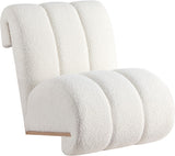 Swoon Contemporary Faux Sheepskin Accent Chair with Deep Channel Tufting and Sturdy Oak Frame