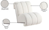 Swoon Contemporary Faux Sheepskin Accent Chair with Deep Channel Tufting and Sturdy Oak Frame
