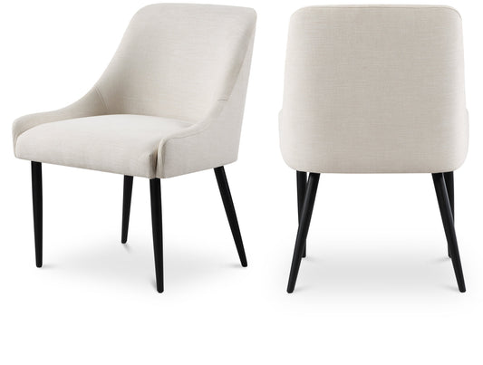 Camden Dining Chair Set of 2 - Luxurious Upholstered Comfort with Durable Matte Black Metal Legs