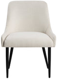 Camden Dining Chair Set of 2 - Luxurious Upholstered Comfort with Durable Matte Black Metal Legs