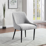 Camden Dining Chair Set of 2 - Luxurious Upholstered Comfort with Durable Matte Black Metal Legs