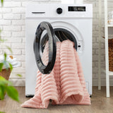 300GSM Fluffy Ribbed Plush Comforter Set,Pink