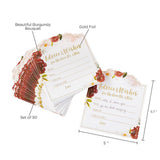 Burgundy Blush Floral Wedding Advice Card (Set of 50)