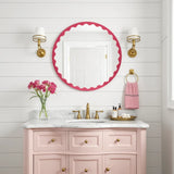 Santosh Round Glossy Hot Pink Scalloped Mirror