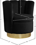 Lily Contemporary Accent Chair with Elegant Curved Design and Gold Steel Swivel Base for Style