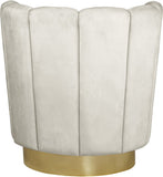 Lily Contemporary Accent Chair with Elegant Curved Design and Gold Steel Swivel Base for Style