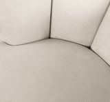 Lily Contemporary Accent Chair with Elegant Curved Design and Gold Steel Swivel Base for Style