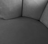 Lily Contemporary Accent Chair with Elegant Curved Design and Gold Steel Swivel Base for Style