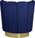 Lily Contemporary Accent Chair with Elegant Curved Design and Gold Steel Swivel Base for Style