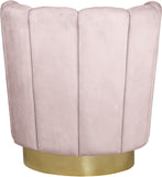 Lily Contemporary Accent Chair with Elegant Curved Design and Gold Steel Swivel Base for Style
