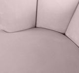 Lily Contemporary Accent Chair with Elegant Curved Design and Gold Steel Swivel Base for Style