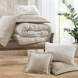 7 Piece Shabby Chic Comforter Set, Neutral