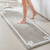 High Pile Bordered Bathroom Rug, Grey