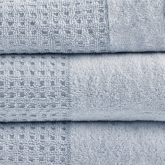 Spa Waffle 6-Piece Bath Towel Set [Certified], Pastel Blue