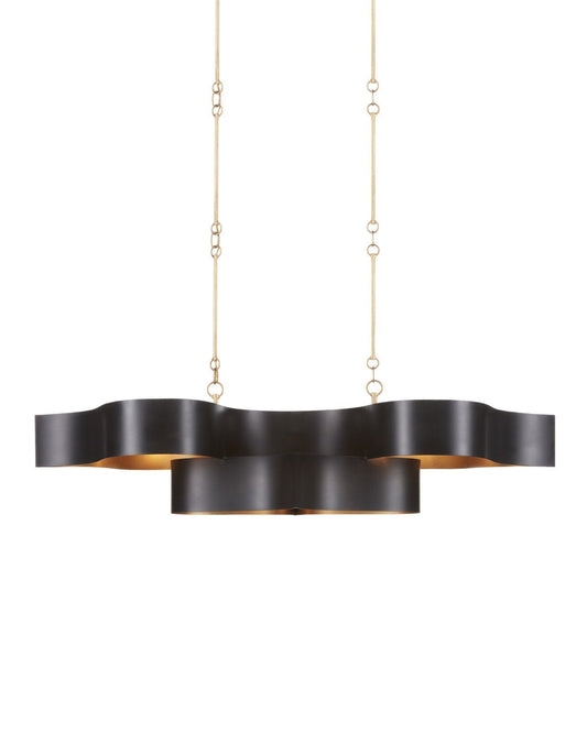 Grand Lotus Oval Black Chandelier