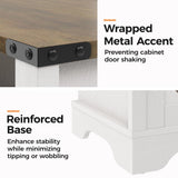 Nightstand with Charging Station Wooden Rustic 2 Count