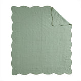 Oversized Quilted Scallope Edge Throw Blanket, Seafoam Blue