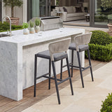 PURPLE LEAF Bar Stool Rattan Bar Stools Counter Stools with Back Metal Bar Height Stool Outdoor Bar Chair for Garden Kitchen