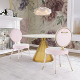 Brandy Contemporary Dining Chair Set of 2 - Luxurious Soft Upholstery & Stylish Brass Accents