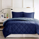 3M Scotchgard 3-Piece Reversible Comforter Set, Navy Blue