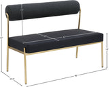 Carly Bench - Contemporary Vegan Leather Seat with Boucle Back and Durable Brushed Brass Frame