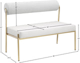 Carly Bench - Contemporary Vegan Leather Seat with Boucle Back and Durable Brushed Brass Frame