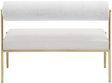 Carly Bench - Contemporary Vegan Leather Seat with Boucle Back and Durable Brushed Brass Frame