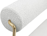 Carly Bench - Contemporary Vegan Leather Seat with Boucle Back and Durable Brushed Brass Frame