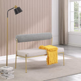 Carly Bench - Contemporary Vegan Leather Seat with Boucle Back and Durable Brushed Brass Frame