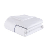 Cotton Sateen Luxury Comforter/Duvet Cover Set, Navy/White