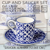 Madison Porcelain Espresso Cups & Saucers, Set of 6