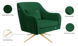 Paloma Cognac Velvet Accent Chair with Gold Swivel Base - Plush Comfort for Modern Living Spaces