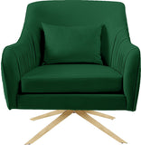 Paloma Cognac Velvet Accent Chair with Gold Swivel Base - Plush Comfort for Modern Living Spaces