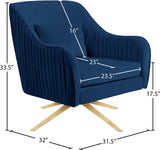 Paloma Cognac Velvet Accent Chair with Gold Swivel Base - Plush Comfort for Modern Living Spaces