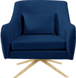 Paloma Cognac Velvet Accent Chair with Gold Swivel Base - Plush Comfort for Modern Living Spaces