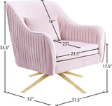 Paloma Cognac Velvet Accent Chair with Gold Swivel Base - Plush Comfort for Modern Living Spaces