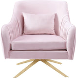 Paloma Cognac Velvet Accent Chair with Gold Swivel Base - Plush Comfort for Modern Living Spaces