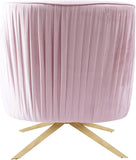 Paloma Cognac Velvet Accent Chair with Gold Swivel Base - Plush Comfort for Modern Living Spaces