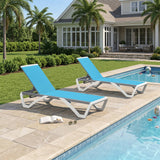 PURPLE LEAF Patio Chaise Lounge Chair Outdoor Plastic Textilene Sun Bathing Recliner Tanning Pool Lounger with 6 Adjustable Position for Outside Beach in-Pool Lawn Poolside