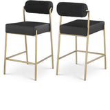 Carly Contemporary Counter Stool with Plush Seating and Durable Brushed Brass Frame for Dining Spaces