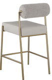 Carly Contemporary Counter Stool with Plush Seating and Durable Brushed Brass Frame for Dining Spaces