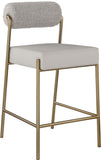 Carly Contemporary Counter Stool with Plush Seating and Durable Brushed Brass Frame for Dining Spaces