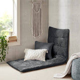 Poly Chenille Charcoal Tufted Lounge Floor Pillow Cushion