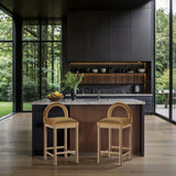 Conrad - Velvet Counter Stool With Natural Legs - Saddle