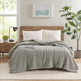 Sherpa Heated Bedding Blanket, Grey