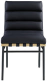 Burke Contemporary Dining Chair Set - Stylish Faux Leather Design with Matte Metal Frame & Oak Accent